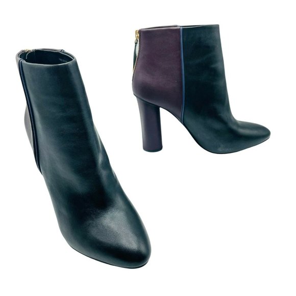 CAbi Shoes - Cabi Bisset Bootie Black Purple 8 Women Leather Colorblock Boot Heel Pointed Toe